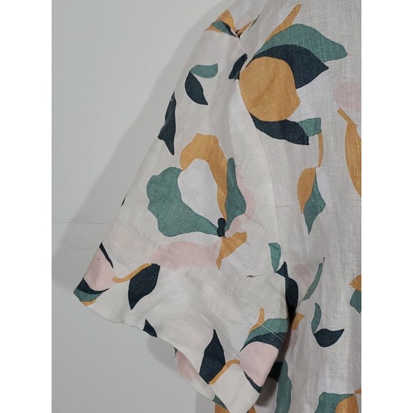 Rachel Zoe Large Button Down Multicolored Linen Shirt Tulip Print Shirt Dress - Picture 3 of 11